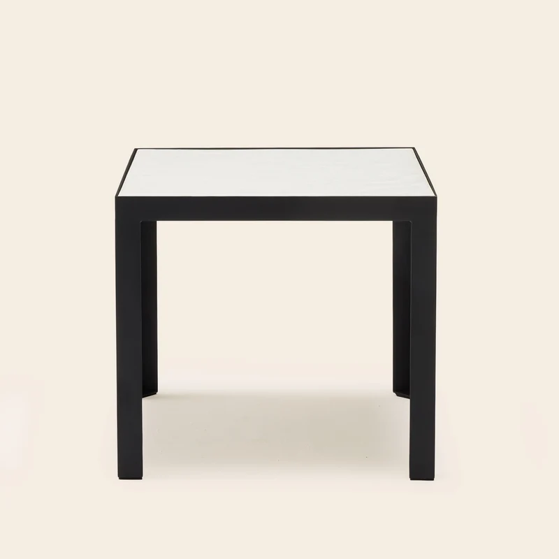 Table d'appoint ORELIA blanc minéral et métal noir