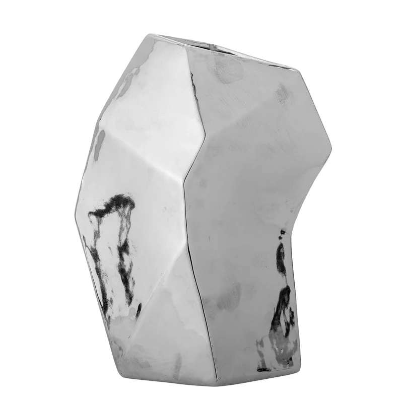Vaas aardewerk zilverkleurig Dimona 23 cm