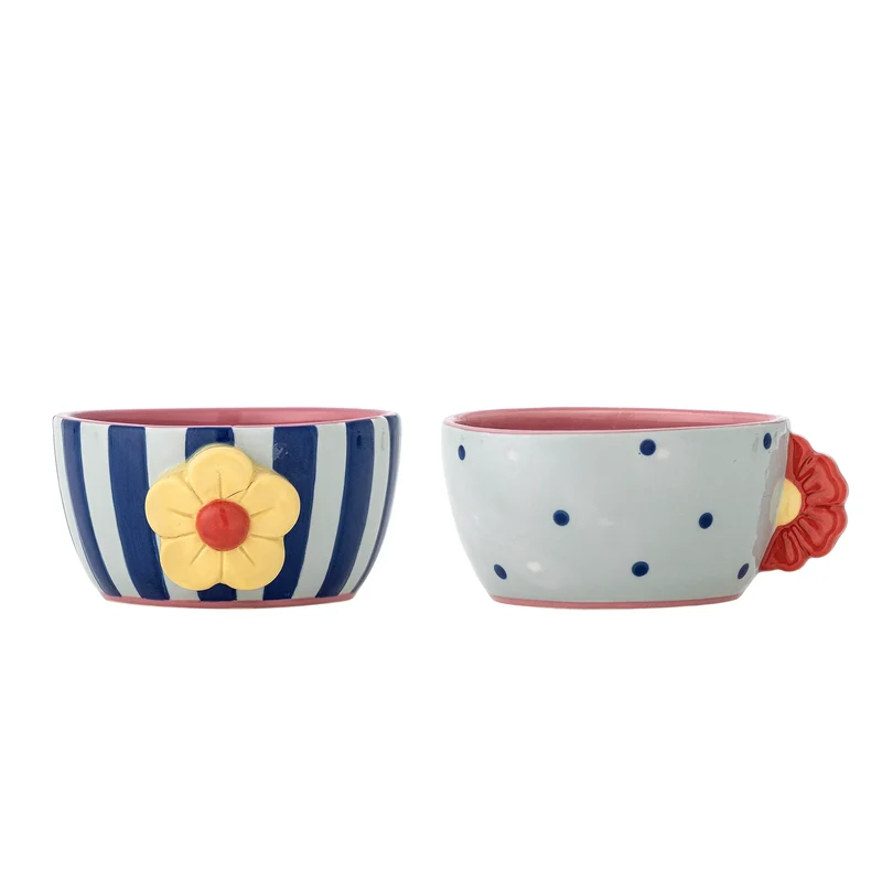 Schalenset aardewerk blauw Haisy - set van 2