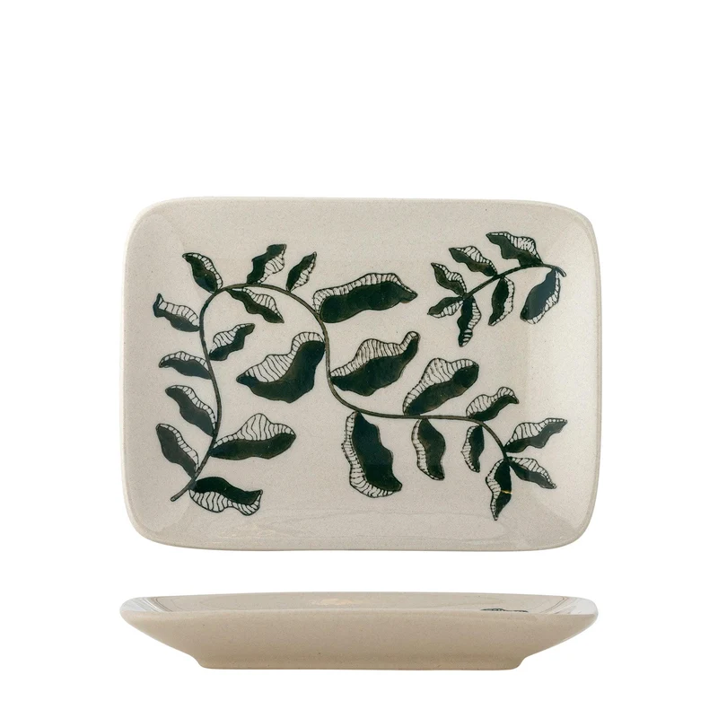 Bord aardewerk groen beige Fauni