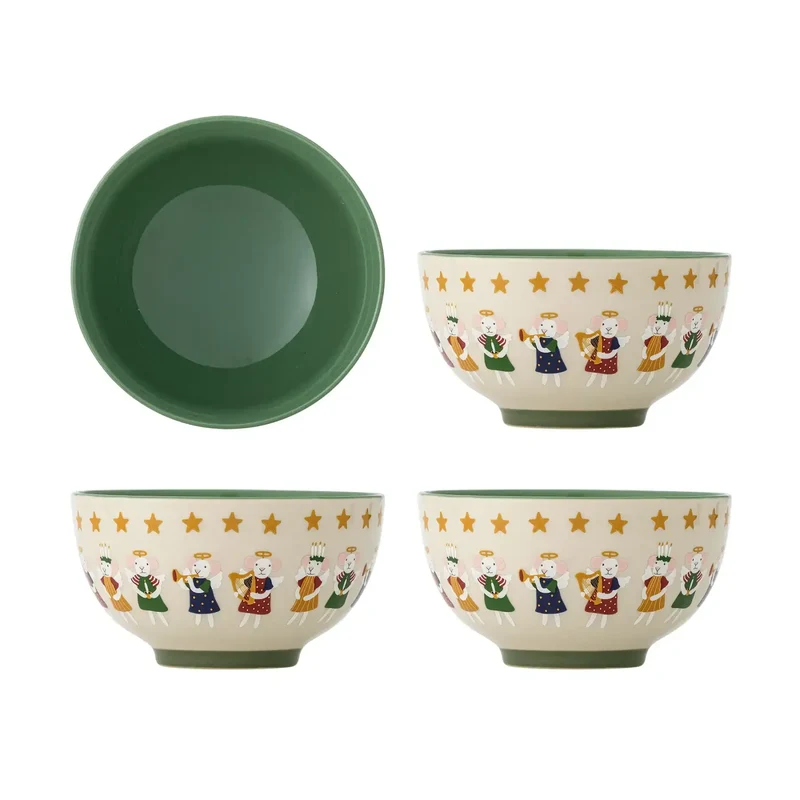 Schaal aardewerk beige Peo 13cm - 4 stuks