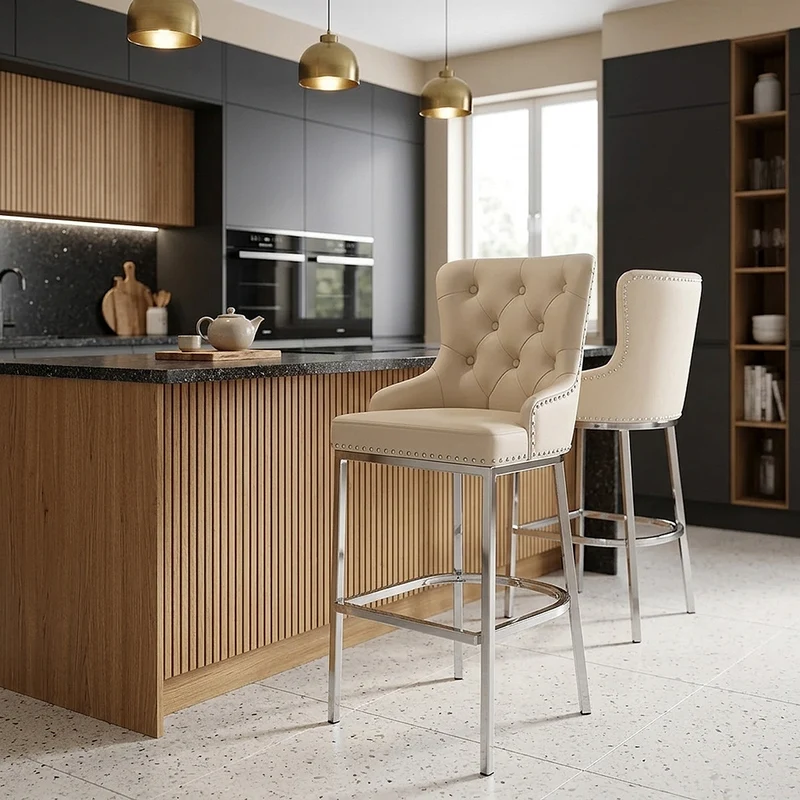 Sgabello Ecopelle Cromato - Grange Crema