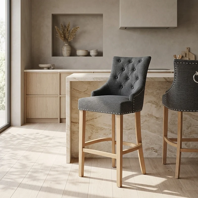 Sgabello Tessuto Quercia - Ascot Grigio scuro