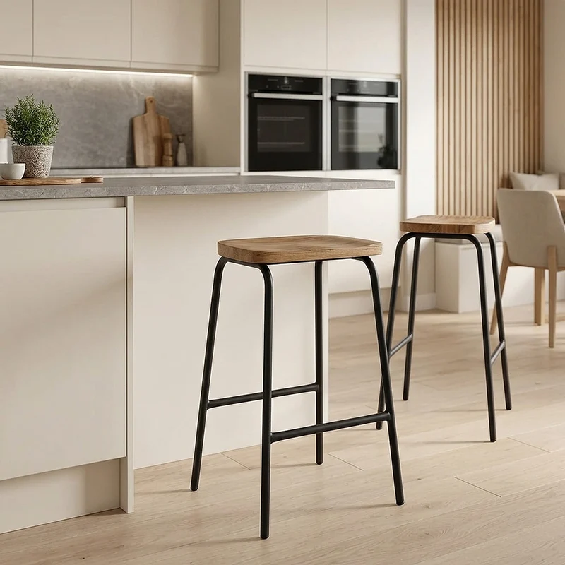 Sgabello Legno Metallo - Finn Legno