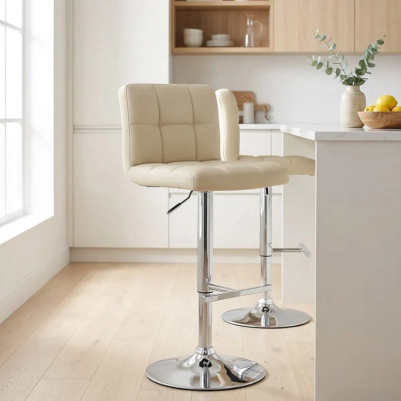Sgabello Ecopelle Cromato - Grid Offerta Speciale Crema