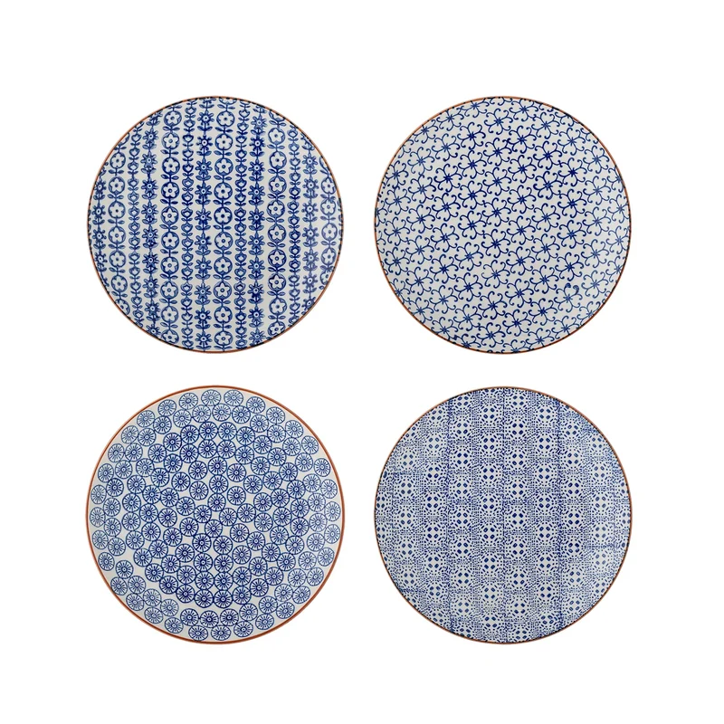 Bordenset blauw Karine Ø20 cm - set van 4