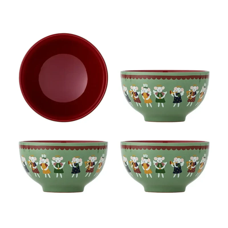 Kommen aardewerk groen Peo 13cm - set van 4