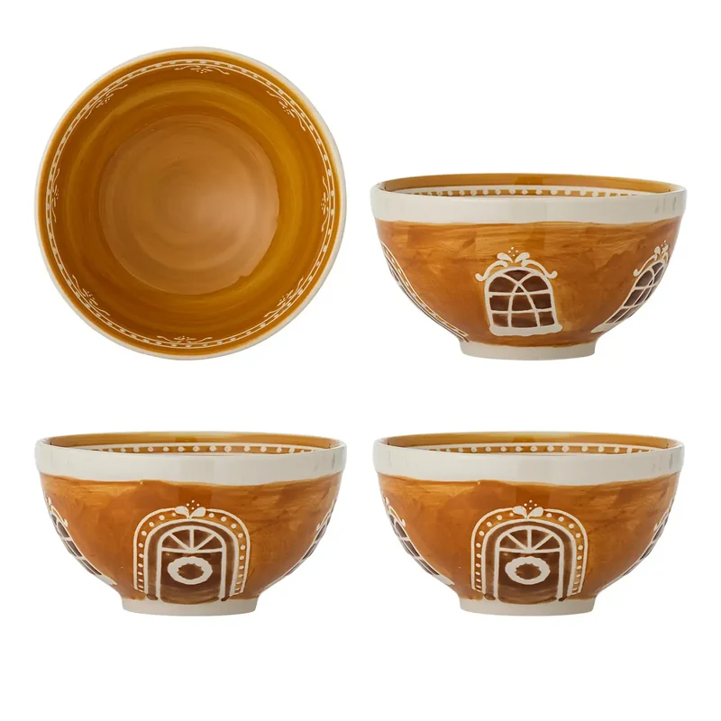 Schaal aardewerk bruin Gina 14cm - 4 stuks