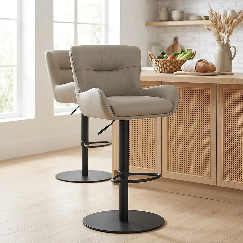 Sgabello Vera Pelle - Faraday Grigio