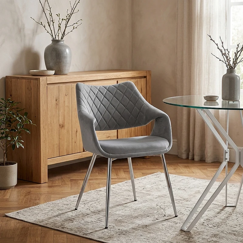 Sedia Velluto Cromato - Fairfield Grigio