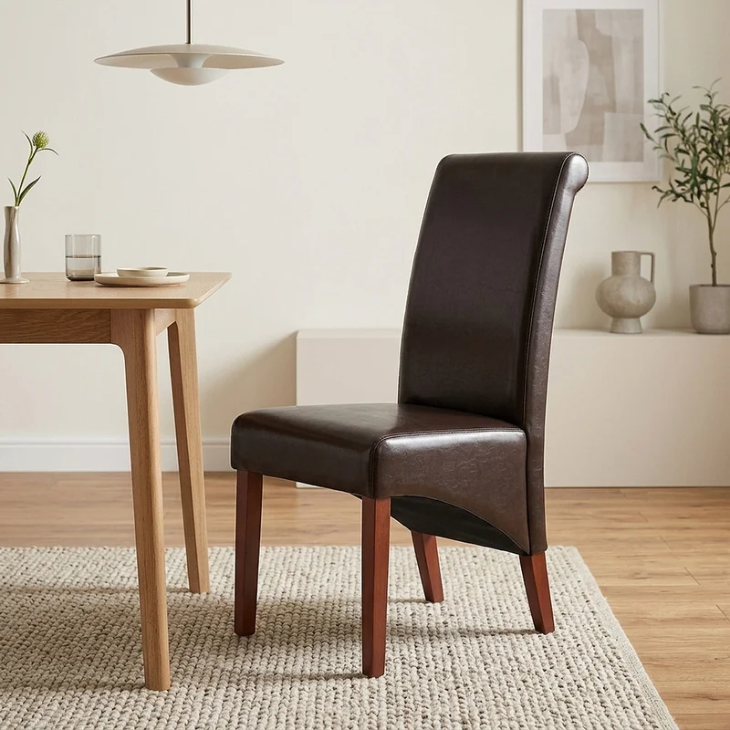 Sedia Pelle rigenerata Legno - Carlo Noce Marrone