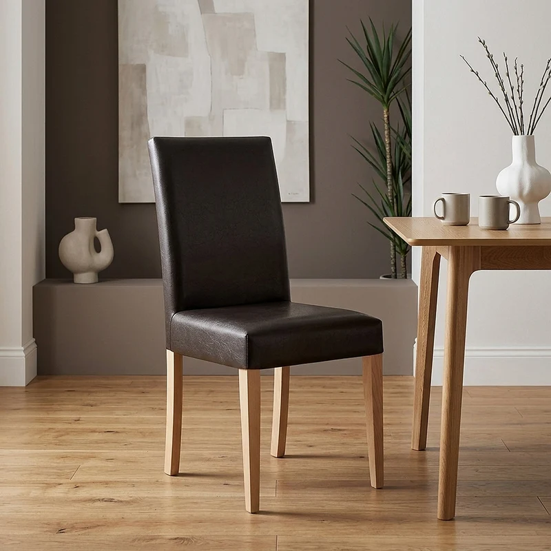Sedia Pelle rigenerata Legno - Chicago Quercia Marrone
