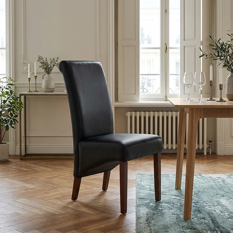 Sedia Pelle rigenerata Legno - Carlo Noce Nero