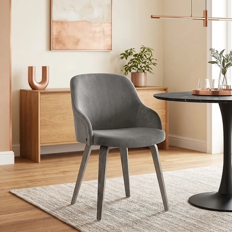 Sedia Legno - Fusion Velluto Grigio