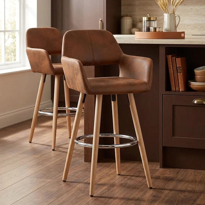 Sgabello Ecopelle Antica Legno - Kite Marrone