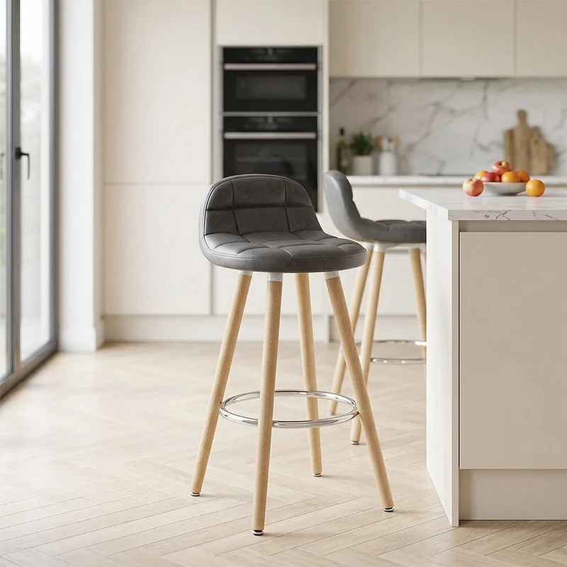 Sgabello Ecopelle Antica Legno - Sole Grigio