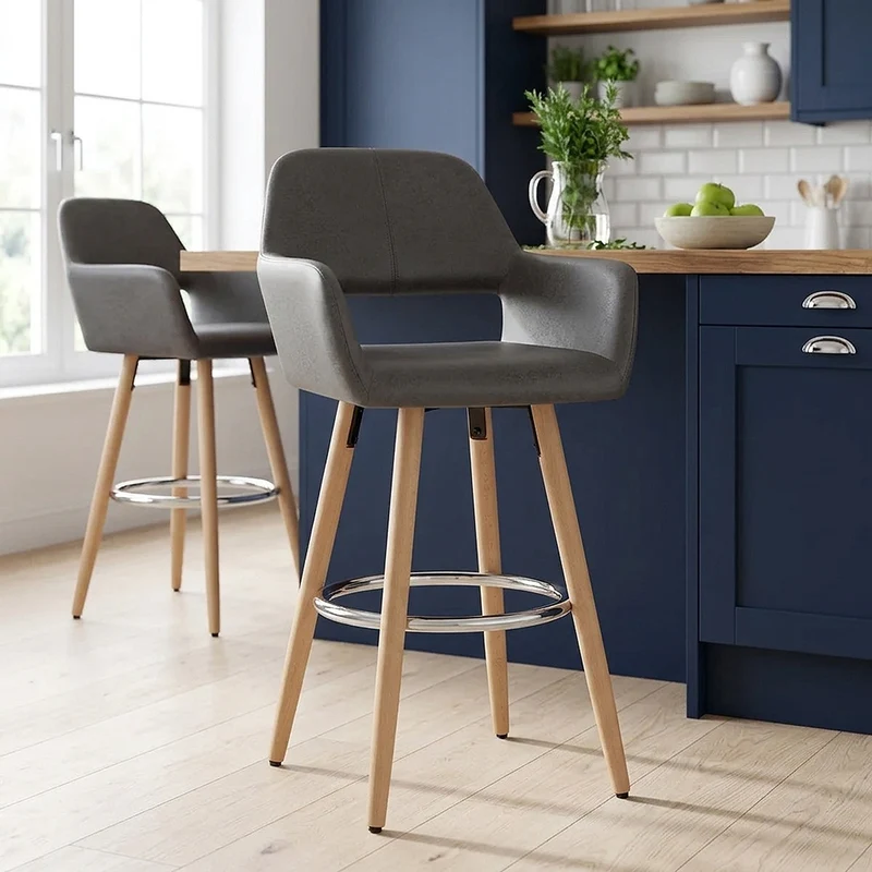 Sgabello Ecopelle Antica Legno - Kite Grigio