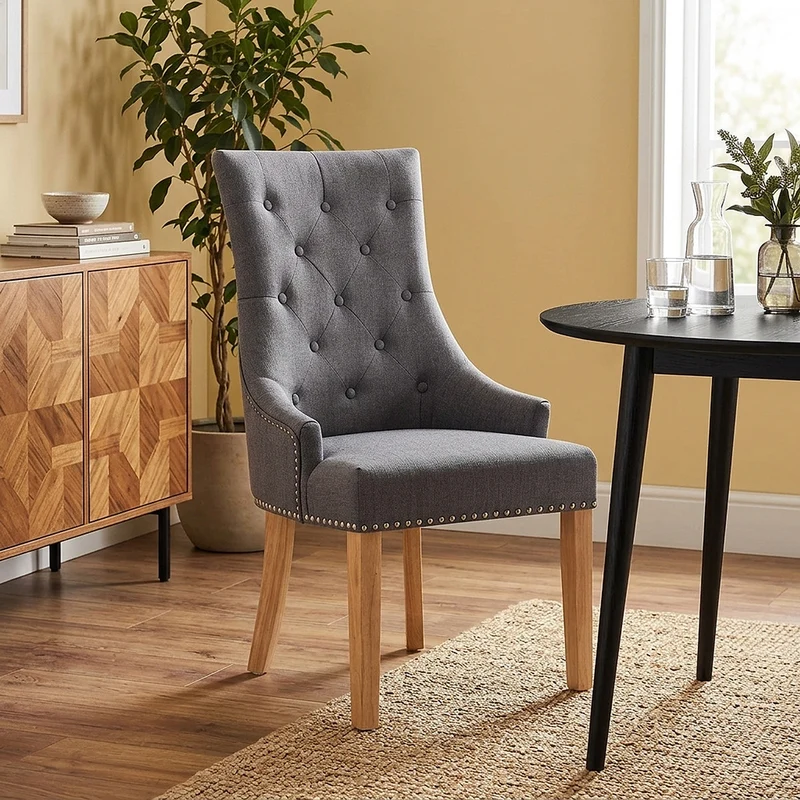 Sedia Tessuto Quercia - Ascot Grigio scuro