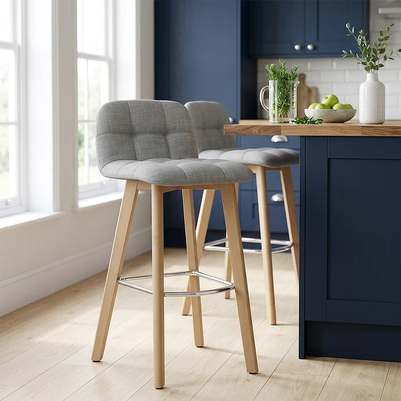 Sgabello Tessuto Legno - Hex Grigio