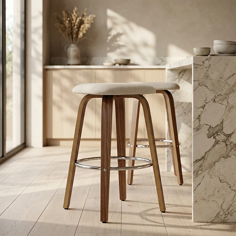 Sgabello legno tessuto - Stockholm Crema
