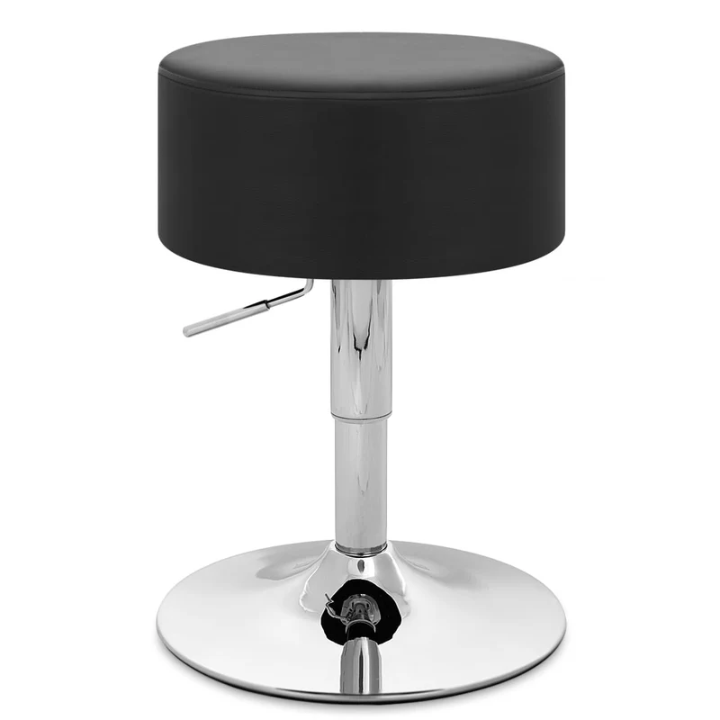Sgabello Basso Ecopelle Cromato - Bullet Nero
