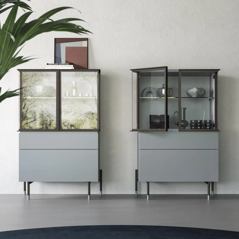 Glass Piega Tall Cabinet by Orme Design – Italian Display Unit
