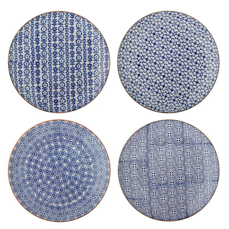 Bordenset blauw Karine Ø25 cm - 4 stuks