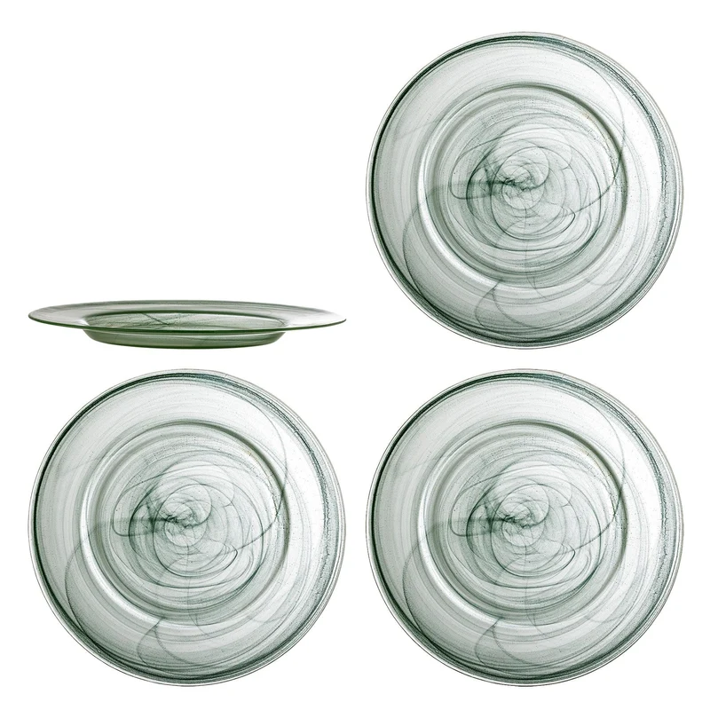 Borden Amelie glas groen Ø33 cm - 4 stuks