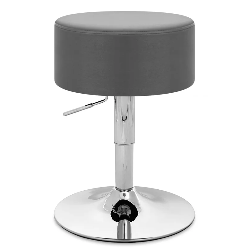 Sgabello Basso Ecopelle Cromato - Bullet Grigio