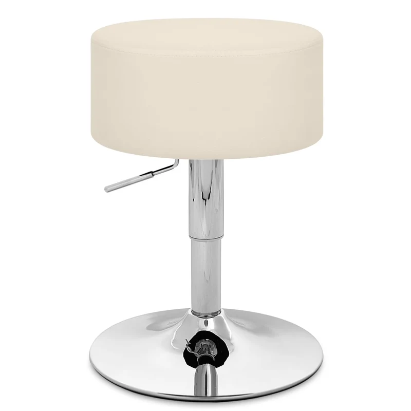 Sgabello Basso Ecopelle Cromato - Bullet Crema
