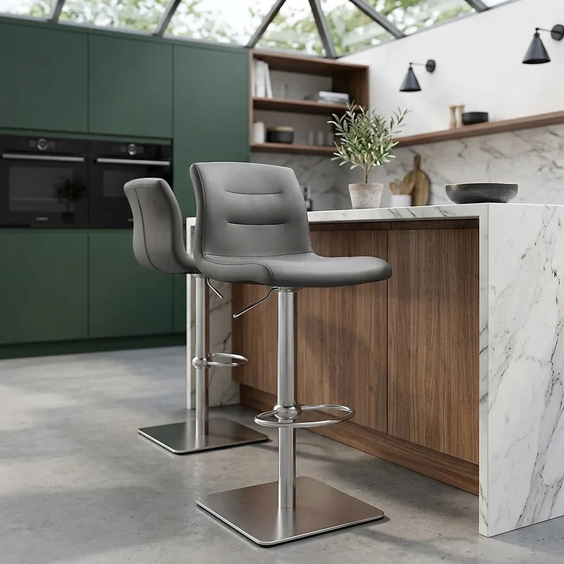 Sgabello Vero Cuoio Satinato - Paradis Deluxe Grigio