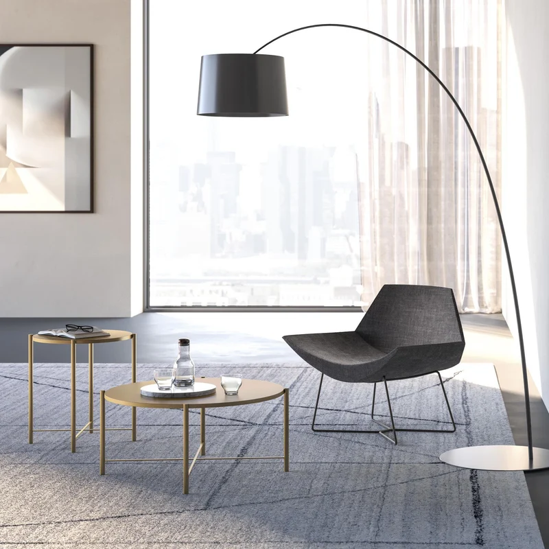 Iris 01-23 Coffee Table with Metal Rod Base by Orme