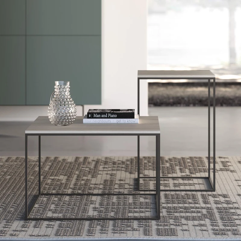 Broom 01-23 Coffee Table with Woven Metal Base by Orme