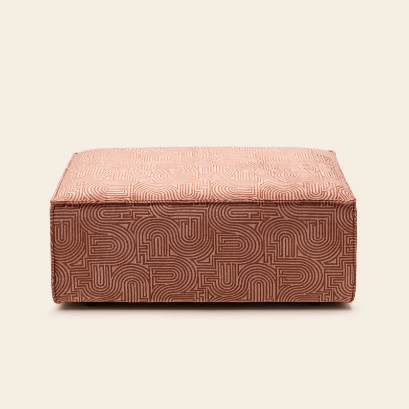 Pouf DYONIS klark rose de pêcher caramel