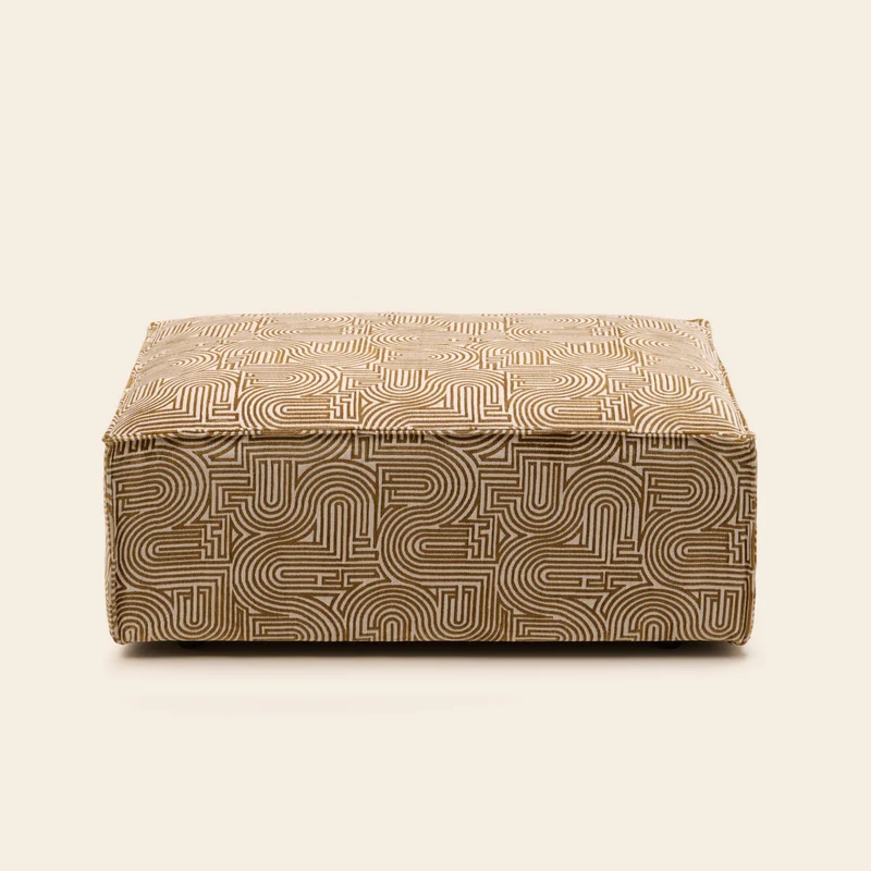 Pouf DYONIS klark écru et moutarde