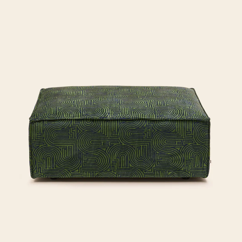 Pouf DYONIS klark bleu nuit et vert olive