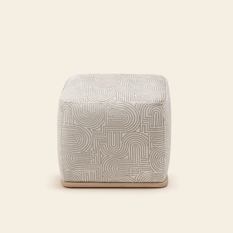 Pouf ARNEL klark blanc et naturel