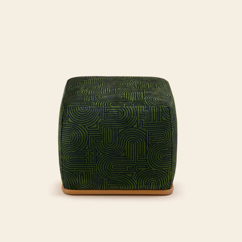 Pouf ARNEL klark bleu nuit et vert olive