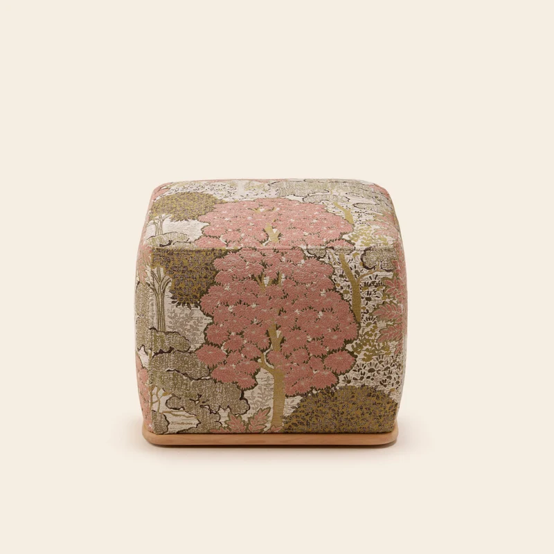 Pouf ARNEL alisia naturel et rose orangé