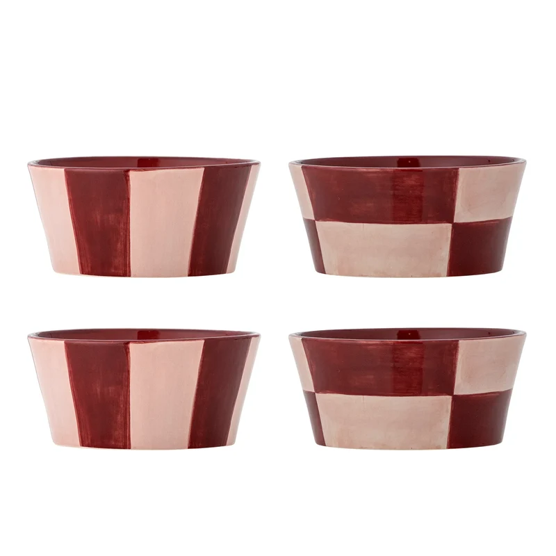 Schalenset roze aardewerk Floki 4-delig