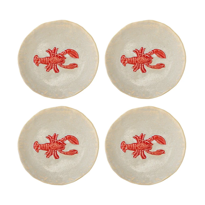 Bordenset aardewerk rood Hadden Ø13 cm - 4 stuks