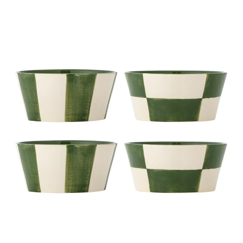 Schalenset groen aardewerk Floki - 4 stuks