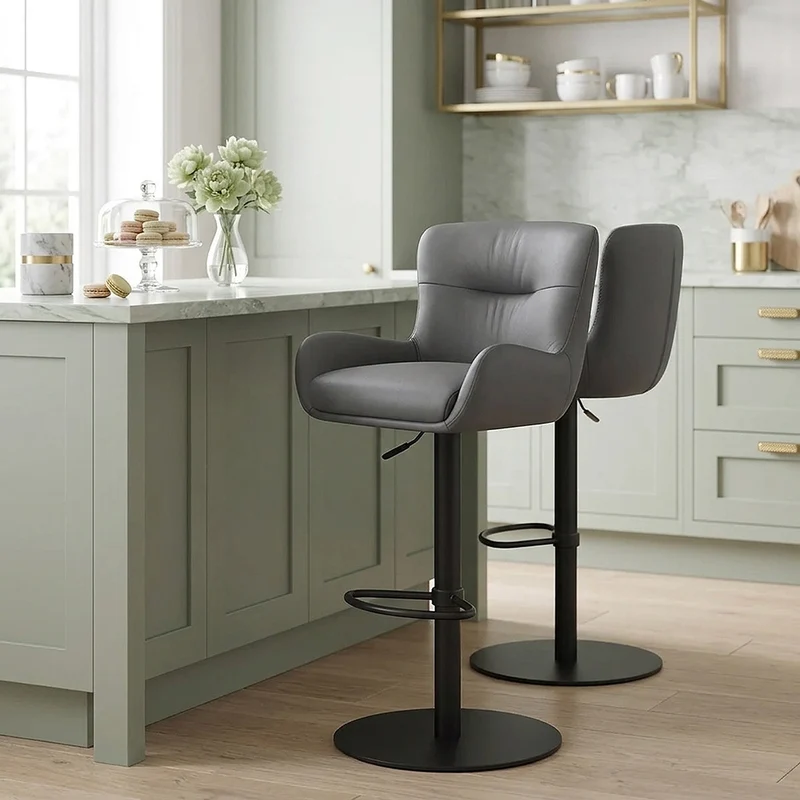 Sgabello Vera Pelle - Faraday Grigio scuro