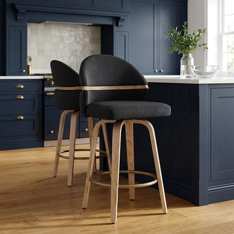 Sgabello Tessuto Legno - Odessa Nero