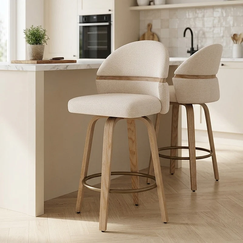 Sgabello Tessuto Legno - Odessa Crema