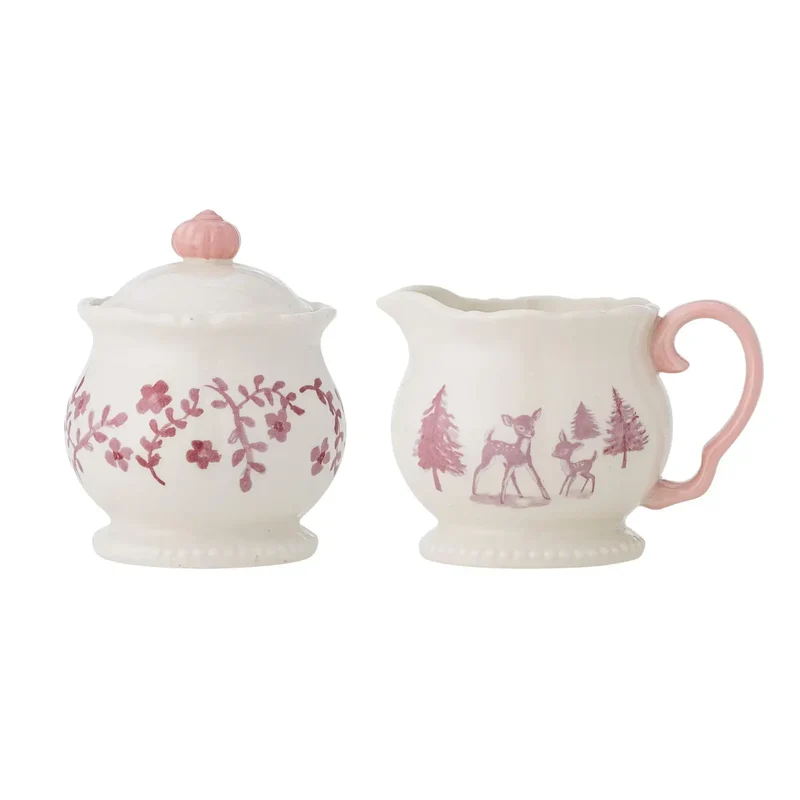 Melkkan en suikerschaal roze Wonderland