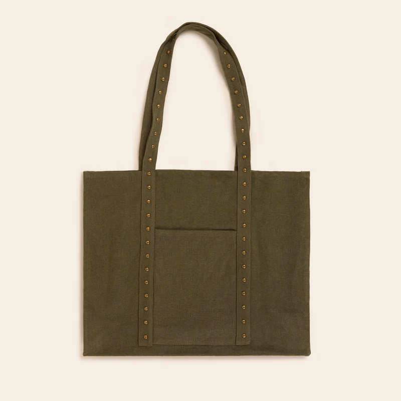 Sac NENIO kaki grisé et clous laiton