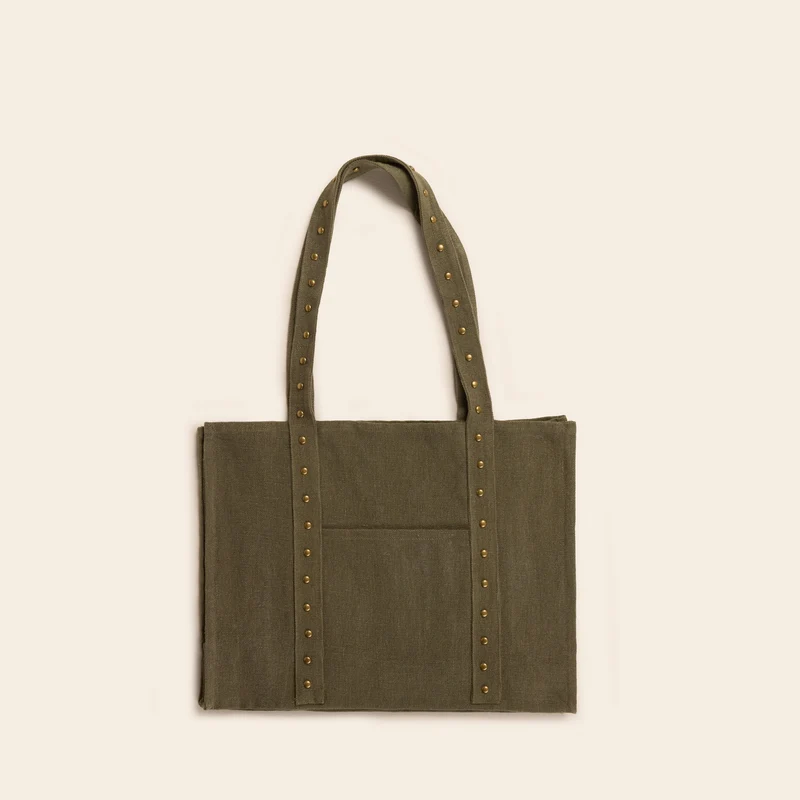 Sac NENIO kaki grisé et clous laiton
