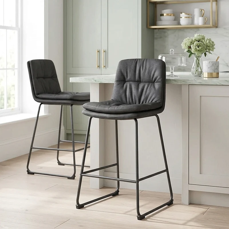 Sgabello Ecopelle - Devine Grigio scuro