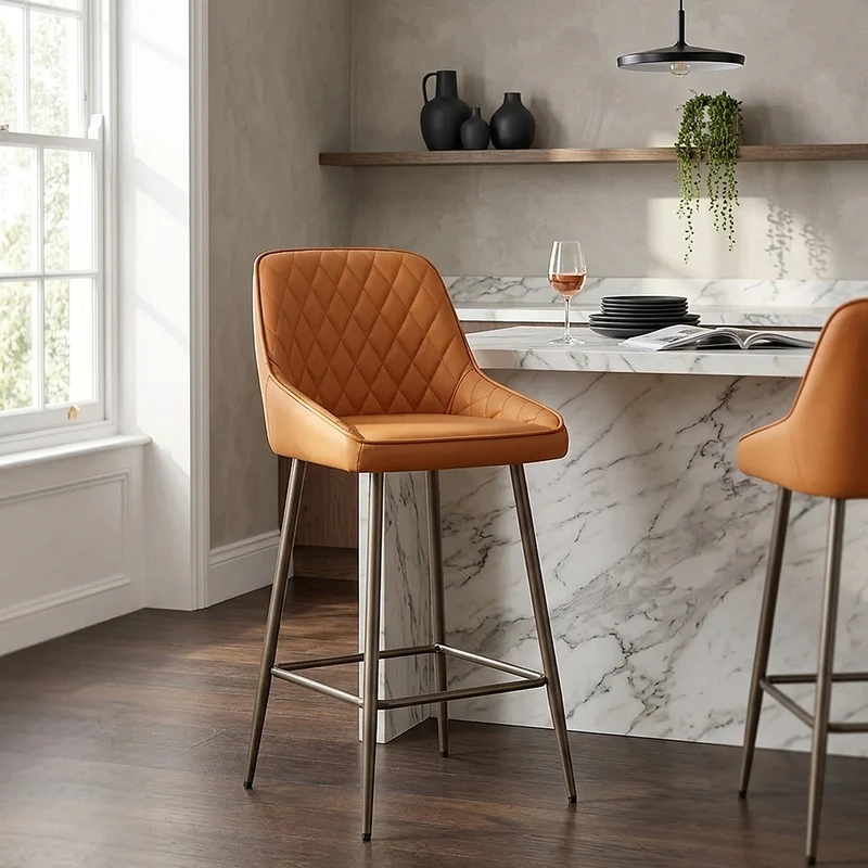 Sgabello Vera Pelle - Brisbane Arancione